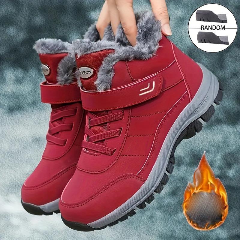 Cizme de zăpadă pentru femei, pantofi casual de iarnă cu platformă, antiderapante, călduroase, cu blană, botine de gleznă, de luptă, de exterior, pentru drumeții, motociclete