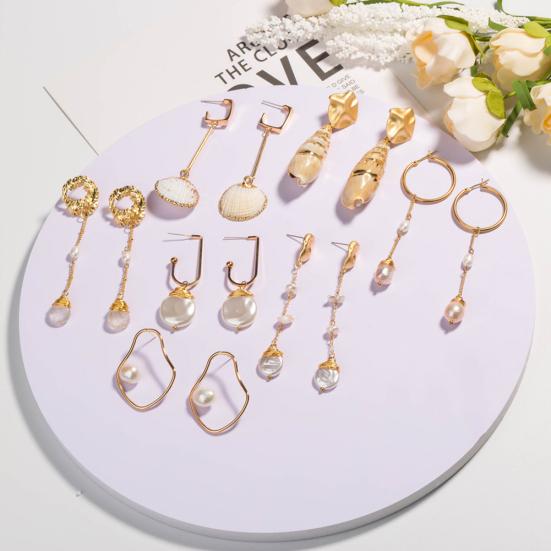 

Женские серьги-гвоздики с имитацией жемчуга, висячие геометрические серьги-гвоздики, ювелирные изделия