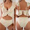 Bloemen Bikini Dames met Split en Diepe V-hals Sneldrogend Premium Europees