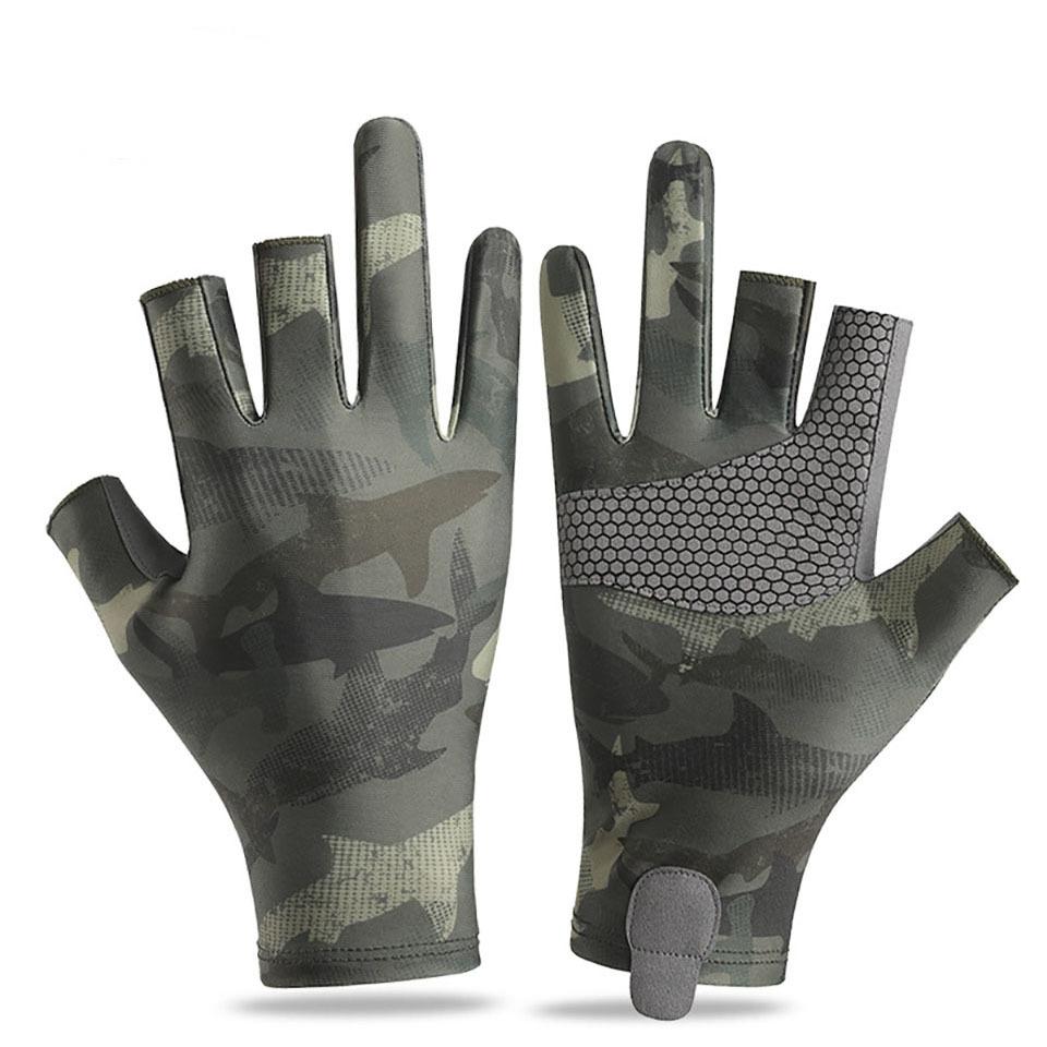 Outdoor Fishing Half Finger Gloves Ice Silk Sunscreen Breathable Cycling Anti-slip Wear-resistant Leaky Finger Gloves