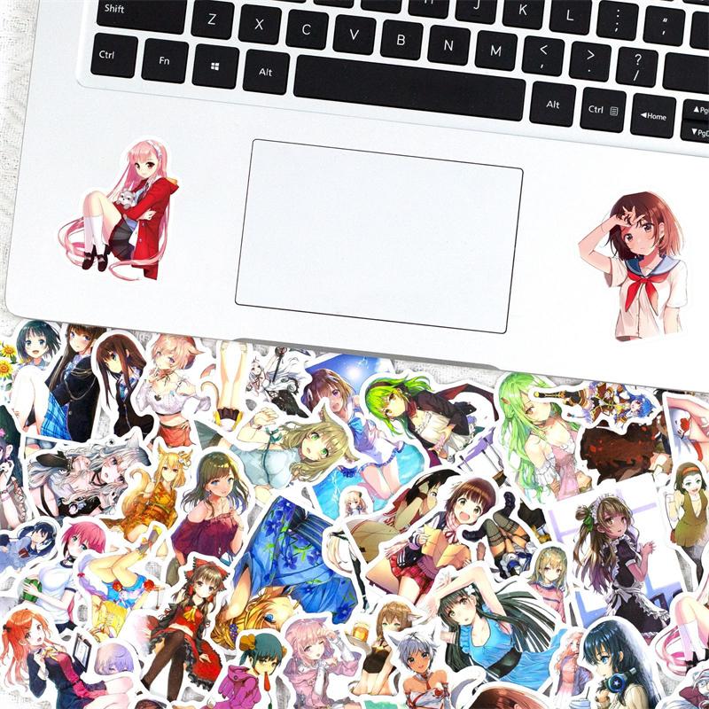50 peças adesivos de anime menina, adesivos de grafite de menina à prova d'água para diy laptop motocicleta bicicleta telefone adesivos