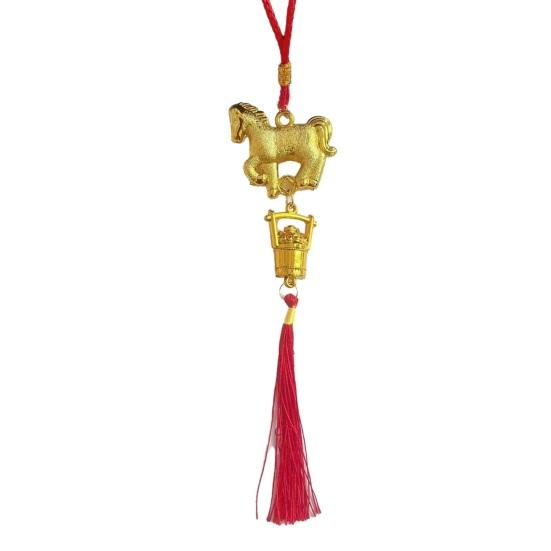 Chinese New Year Decorations 2026 Year of Horse Lucky Feng Shui Charm Zodiac Horse Hanging Tassel Pendant for Fortune Wealth Success Home Car Bonsai