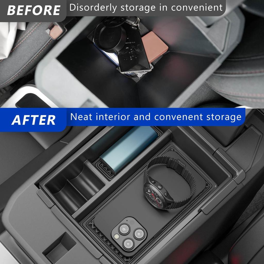 2PCS Center Console Organizer Compatible With -2025 Ford Maverick Storage Box Armrest Tray Replacement For 22-25 Maverick Accessories(ABS Center