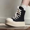 thick-soled high-top canvas shoes with skirts, black short boots, new niche original casual board shoes