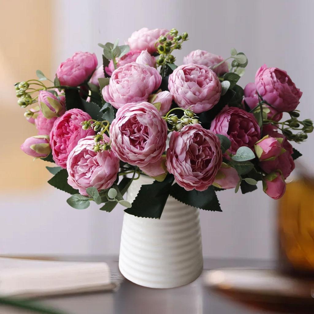 Artificial Roses Silk Flowers Artificial Wedding Bouquet Elegant Fake for Party Office Garden Engagement Decor