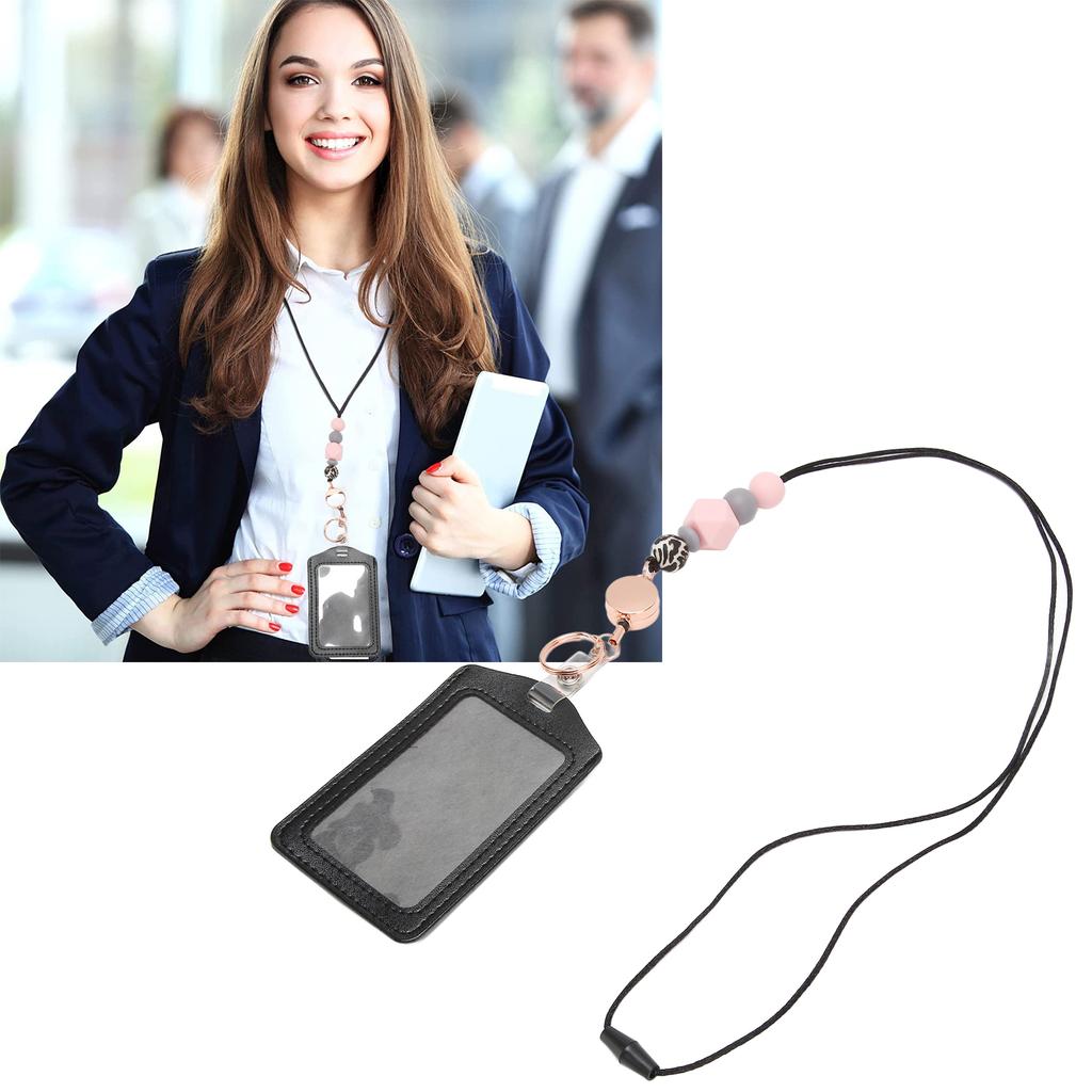 Silicone Retractable Bded Lanyard with Transparent ID Holder Multi Purpose Badge Holder for Students Worker