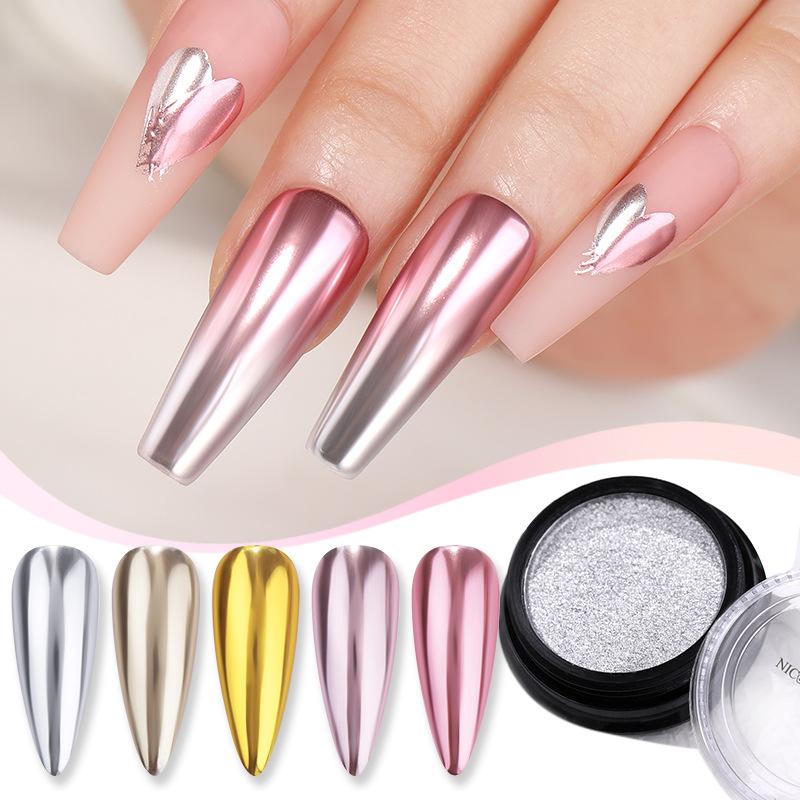 Nicole Diary Nail Art Solid Mirror Powder, Wassergewelltes Spiegelmehl, Aperture Laser Mirror Powder