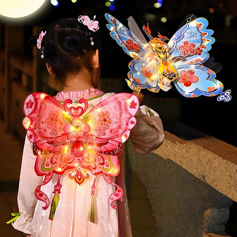 DIY Handheld Butterfly Lantern Handmade DIY Material Pack Mid-Autumn Festival Gifts Chinese Lantern Festival Butterflies Lantern