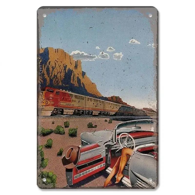 Vintage Dad's Car Bus Poster Retro Metal Plaque Signs Grand Prix Automobile Metal Tin Plate Garage Bar Pub Club Home Wall Decor