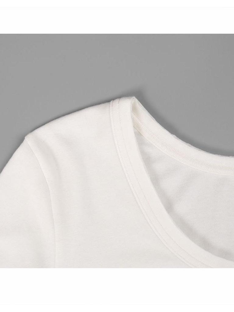 Peachzhou Mousse Elastic Three-Layer Raw-Edge Collar Casual Loose Wide Round Neck Long Sleeve Base Layer