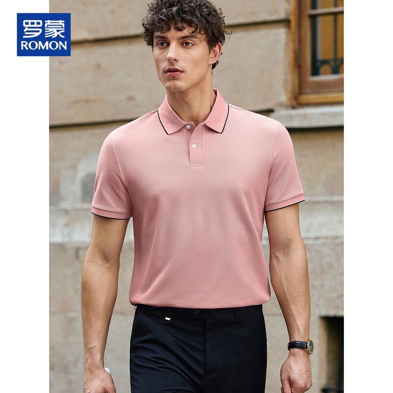 ROMON Men's Mulberry Silk Linen Blend Polo Shirt