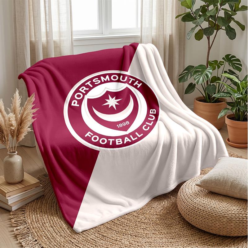 Coperta Morbida in Pile Flanella Portsmouth FC Leggera Accogliente Calda Coperta da Lancio per Divano Letto Decorazione Casa