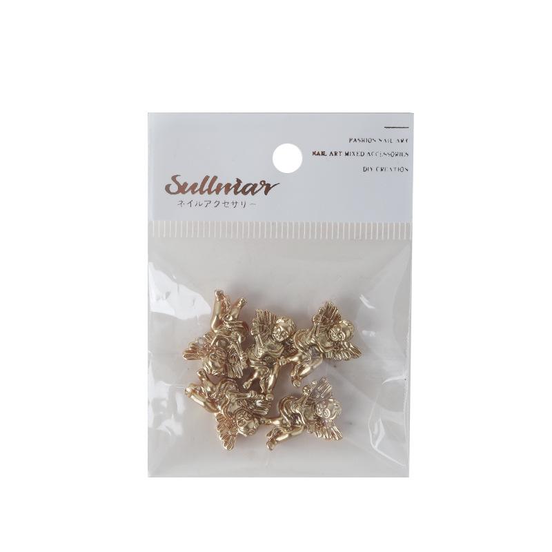Baroque Angel Relief 3D Nail Art Decorations - Vintage White Metal, 5 Pieces