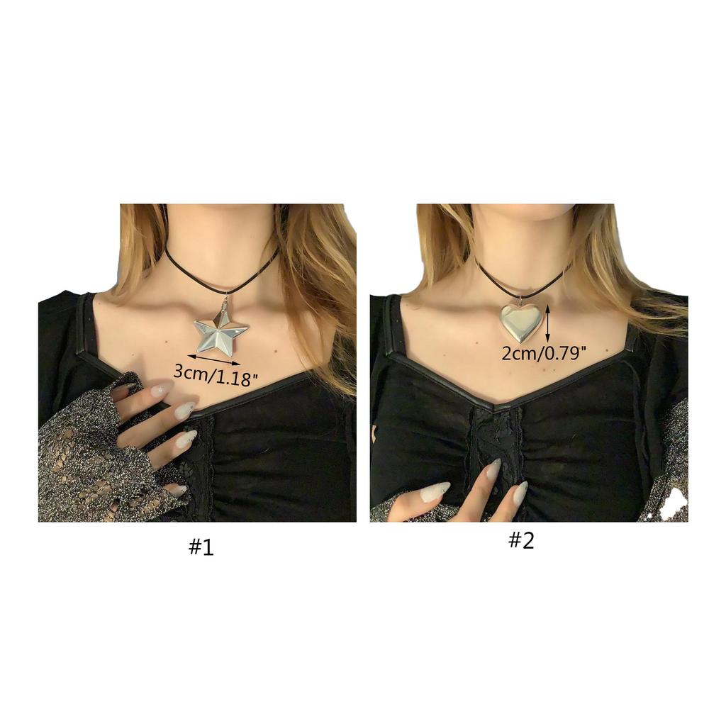 Star Pendant Choker Chain Black Rope Chain Necklace Y2K Jewelry Ornament Women