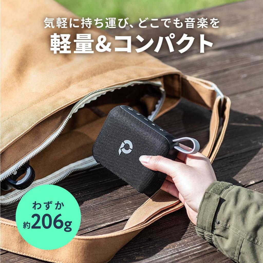 Sanwa Direct Bluetooth Waterproof 6W Up to 24 Hours microSD Card Compact Speaker, (IPX7), Output, Playback, Compatible, Size, 400-SP125BL