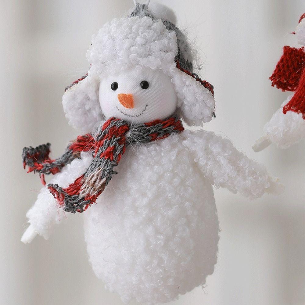2pcs Red White Plush Snowman Doll Soft Christmas Tree Decorations  New Year Ornaments