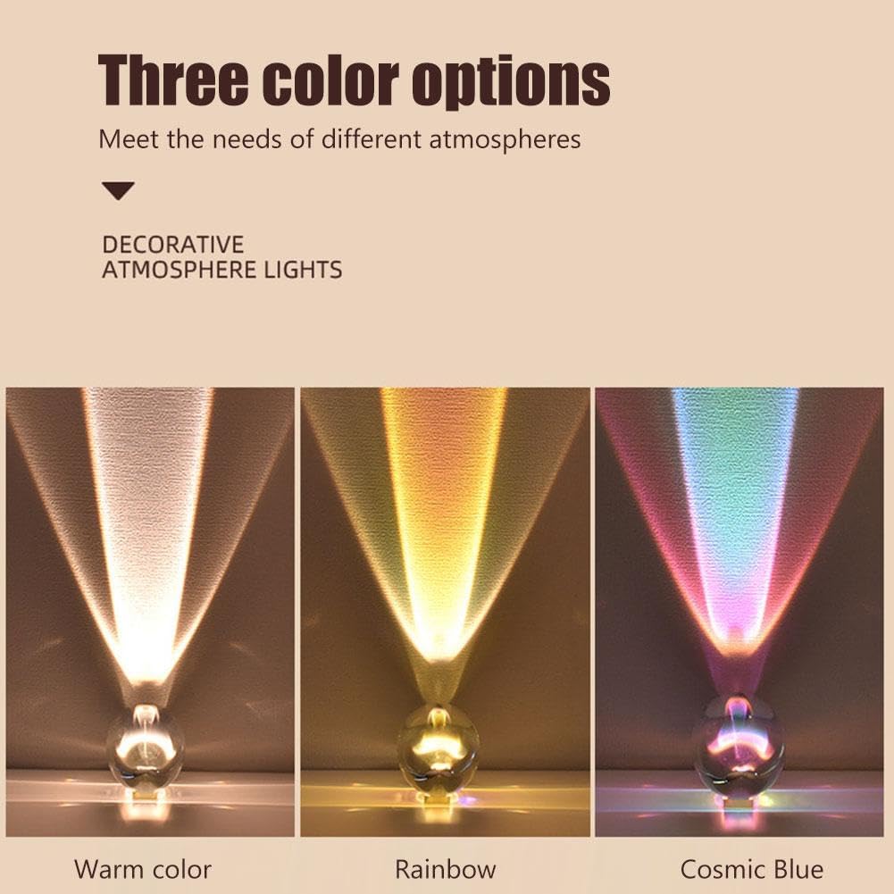 Angel Eyes Projection Night Light, 2024 New Colorful Crystal Lamp Sunset Table Lamp, Rainbow Decorative Atmosphere Light for Bedroom Living Room