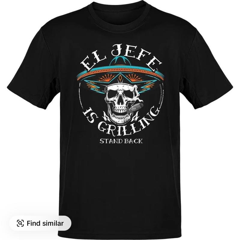 EL JEFE is barbecuing, step back! Skull design Unisex T-shirt S