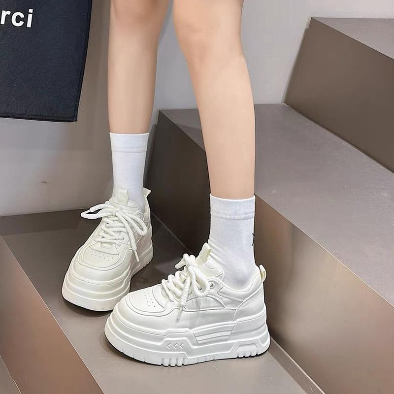Women's Shoes New New Thick-soled Leather Women's Casual Single Shoes Heightening Fashion Board Shoes Women
