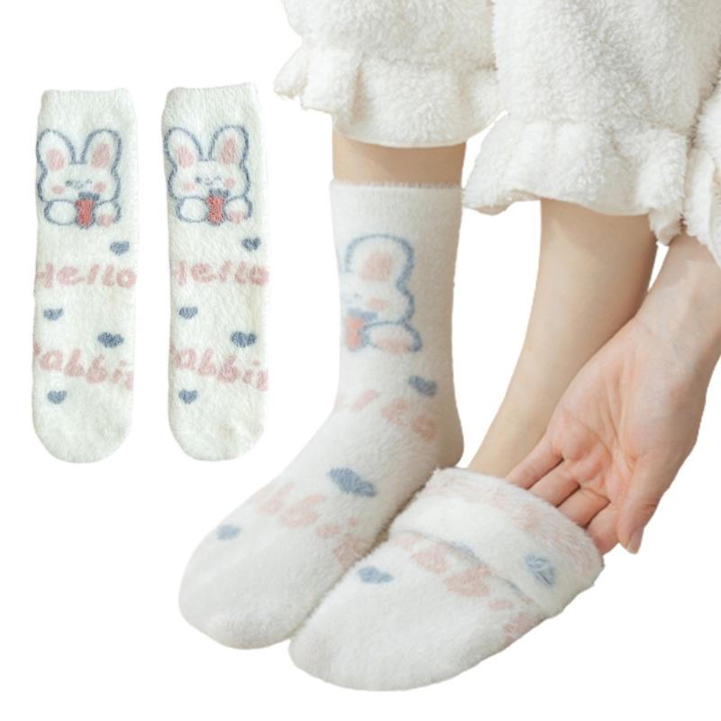 Womens Cute Fuzzy Socks Slipper Fluffier Cozy Imitation Mink Socks Thick Plush Warm Winter Home Soft Sleeping Stocking