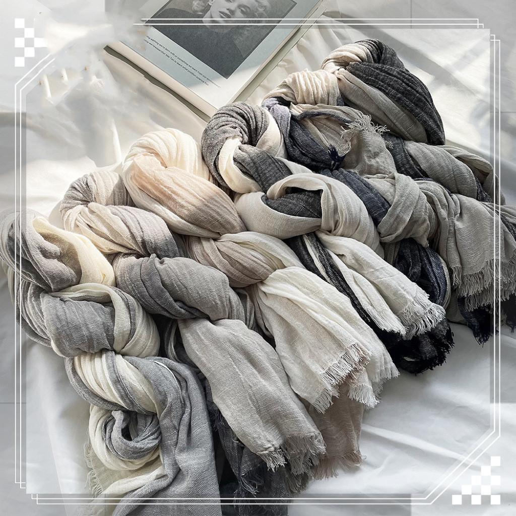 Japanese retro unisex contrasting cotton scarf autumn and winter color blocked tassel shawl men scarves 90x200cm