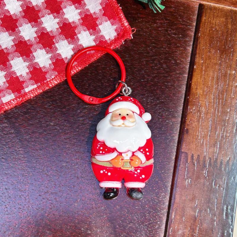 Cute Christmas Keychain Cartoon Santa Claus Christmas Tree Pendant Backpack Hanging Decoration For Women Men Year Gift