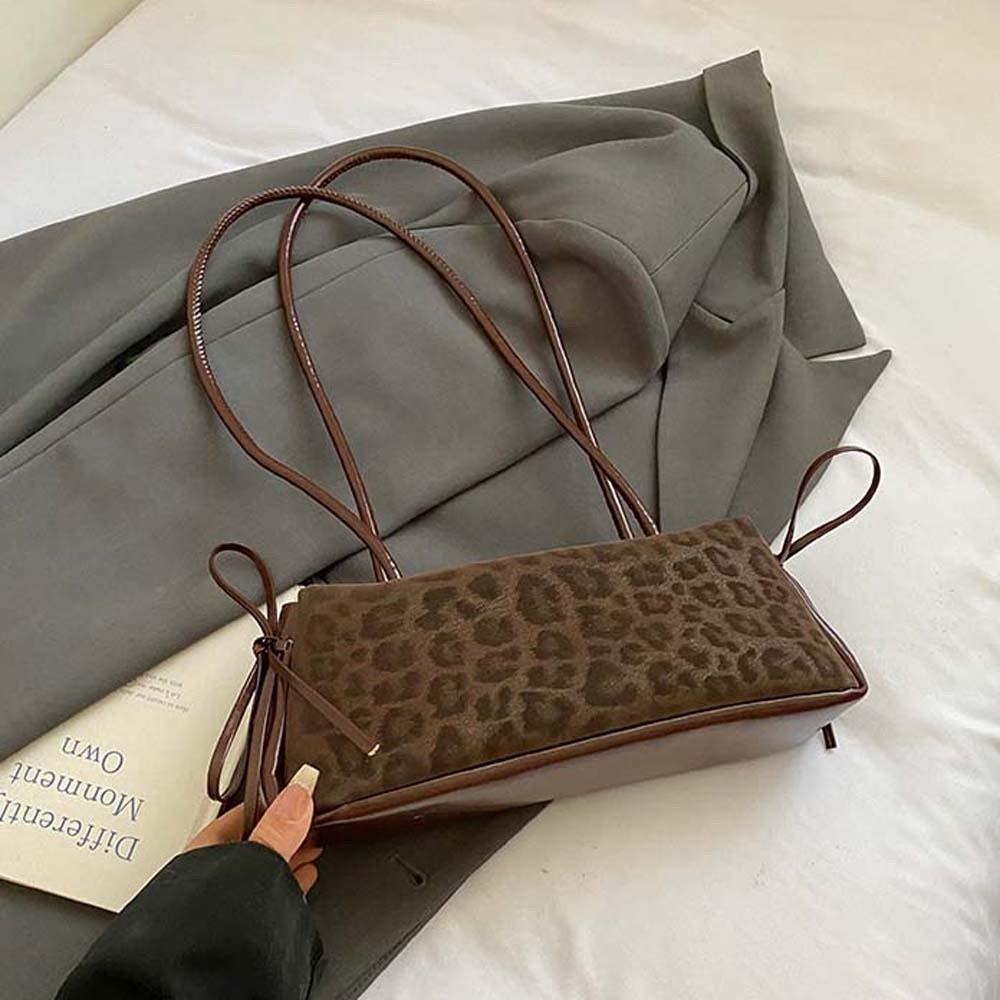 Sweet French Stick Handbag Bow Ribbon PU Shoulder Bag All-match Leopard Print Underarm Bags  Travel