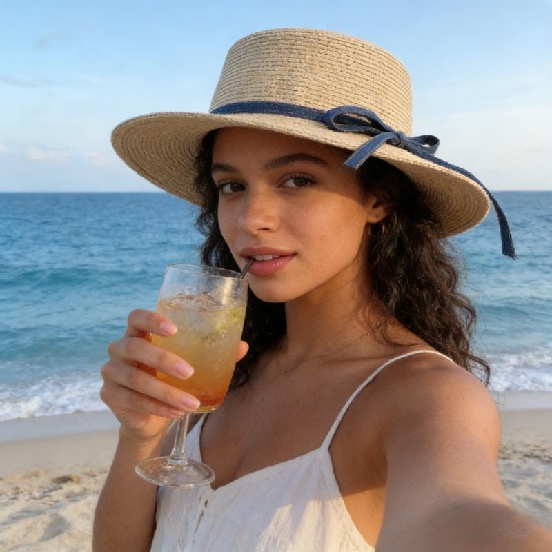 Summer New Bow Knot Fashion Fisherman Hat Women Vacation Sunscreen Wide Brim Straw Hat Casual Versatile Sun Hat