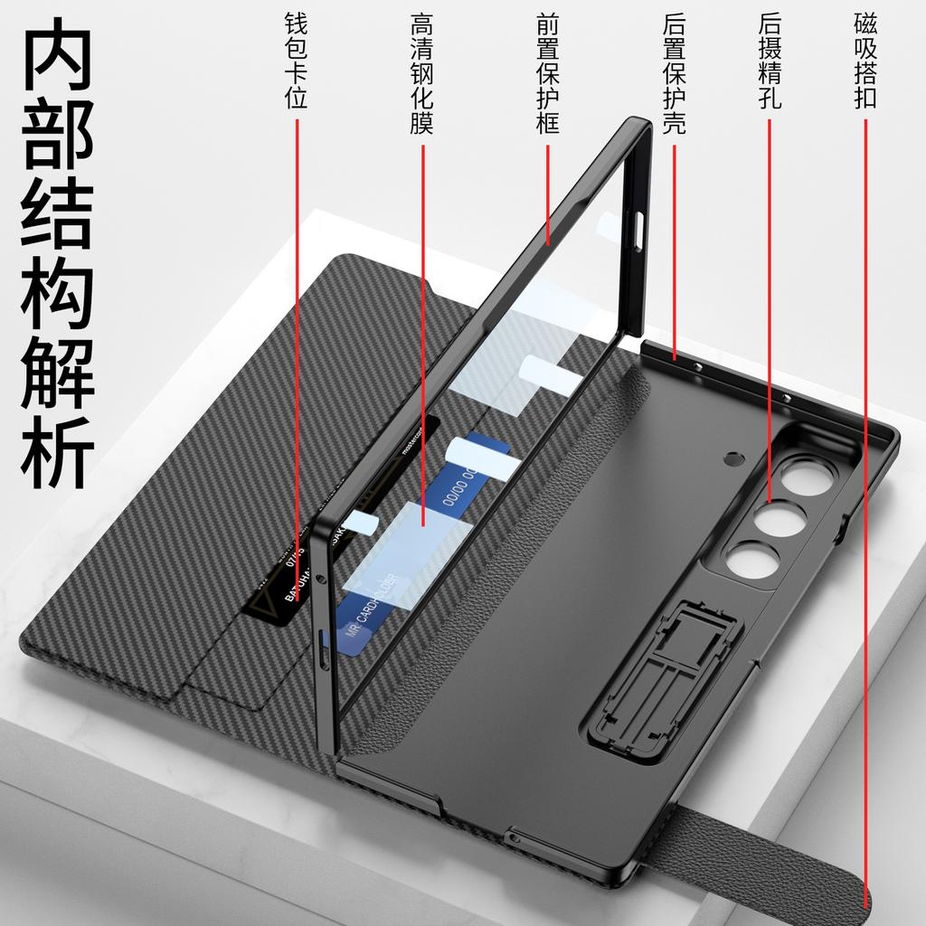 For Samsung Z Fold 7 Phone Case Magnetic Leather Cover Flip Stand Case Film Integrated Trendy Card Slot Protective Case