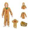 Christmas Gingerbread Man Kids Costume Cosplay Bodysuit Stage Dress Performance