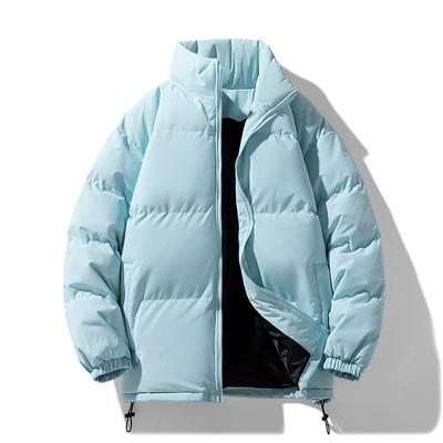 Veste d'hiver épaisse en coton de couleur unie avec velours, décontractée à col montant, polyvalente, ample, manteau en coton chaud pour couple, veste en coton