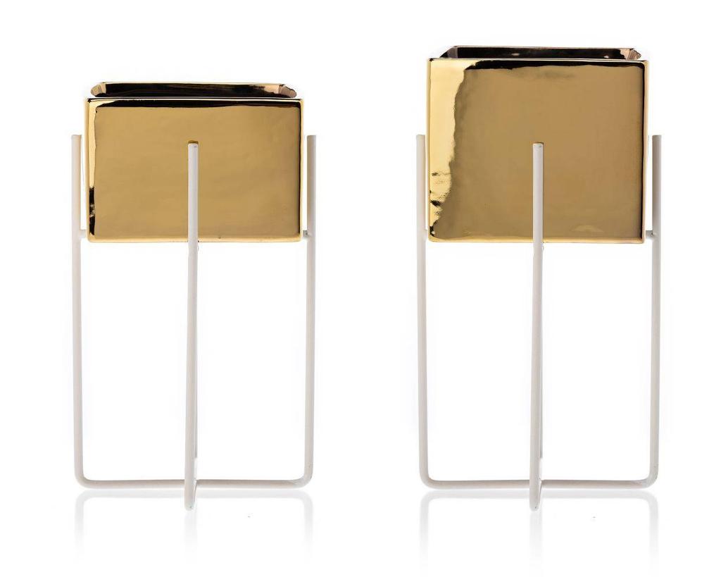 Doniczka Mizu Gold White 23 Cm