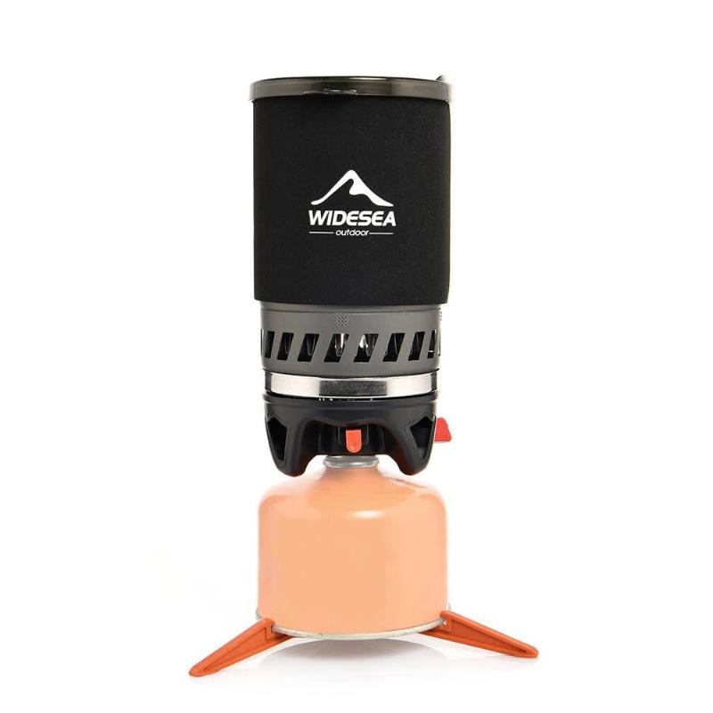 Set Caffettiera Portatile da Campeggio Widesea French Press Caffettiera 0.9L Fornello a Gas 1100BTU con Coperchio Antiscottatura per Esterno Hi