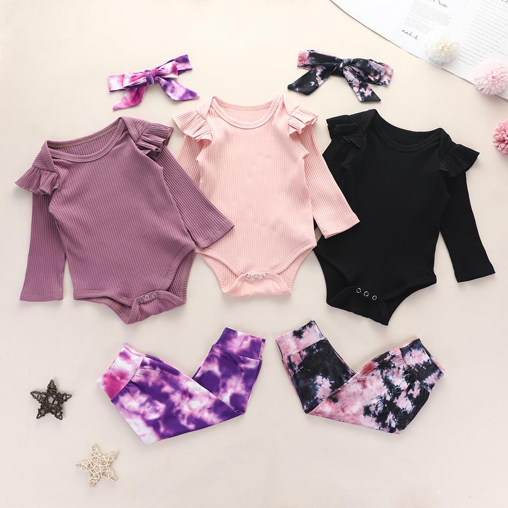 Newborn Baby Girls Boys  Tie-Dyed Romper+Pants Pajamas Sleepwear Outfits