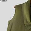INCERUN Men Swing Collar Sleeveless See Through Casual Sheer Tank Tops