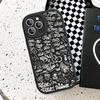 Coole Schwarze Graffiti Handyhülle Hartleder Für iPhone 16 15 14 13 12 Mini 11 14 Pro Max Xs X Xr 7 8 Plus Fundas