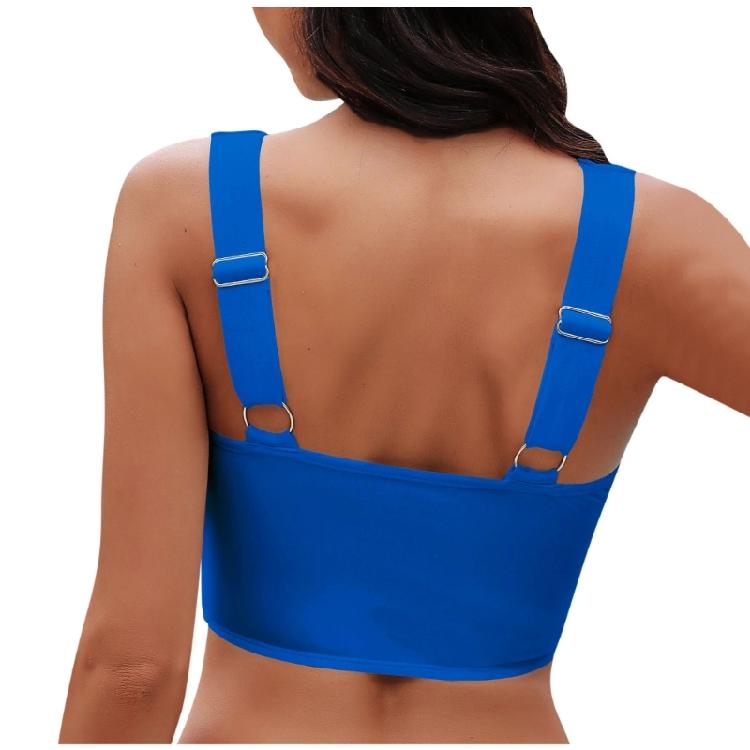 Stilvolles Badeshirt Saisonale Wassersportbekleidung Einfarbiges kurzes Oberteil Verdrehte Vorderseite Atmungsaktives Gewebe für Damen
