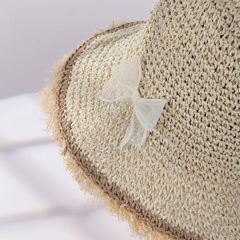 Women's Summer Pastoral Style Small Flowers Woven Straw Hat Sun Protection Straw Hat Fashionable Versatile Small Flowers and Plants Woven Sun Hat