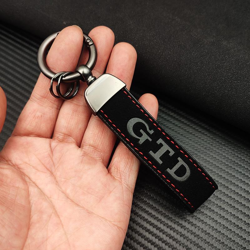 BNI1 2026 New For VW VOLKSWAGEN Hub Caps High Grade Suede Leather Keyring GLI GTD GTE TSI TDI Car Keychain For Volkswagen VW Jetta Go