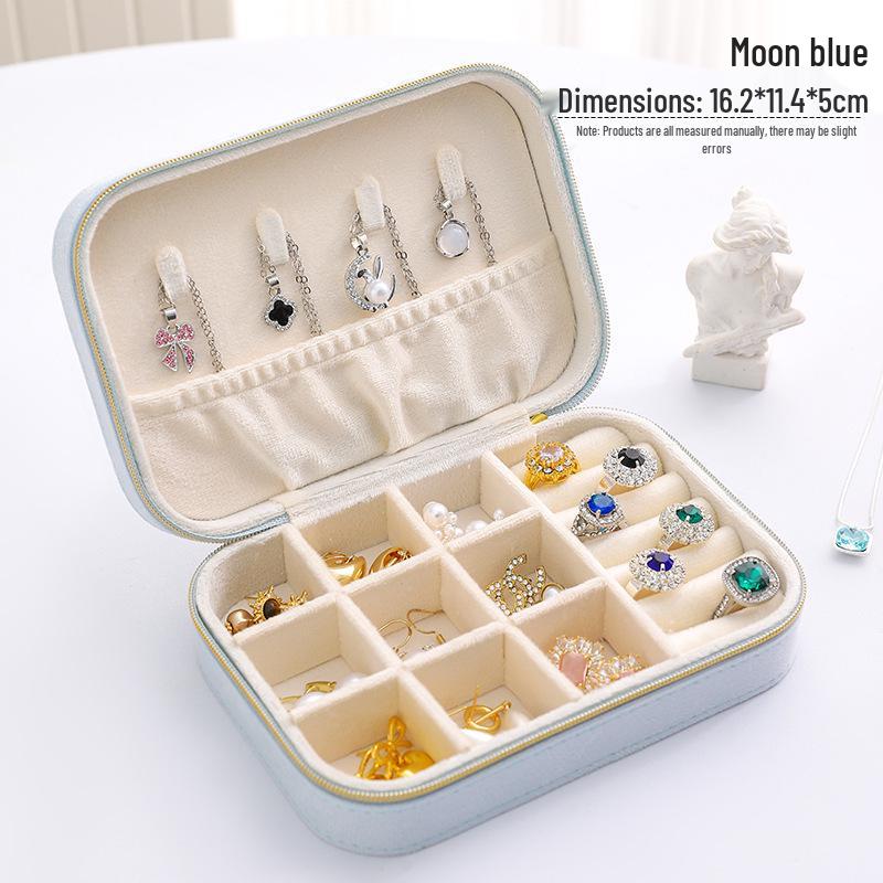 Vintage Samt Oval Schmuckaufbewahrungsbox mit Reißverschluss - Mini Tragbare High-End Verpackung