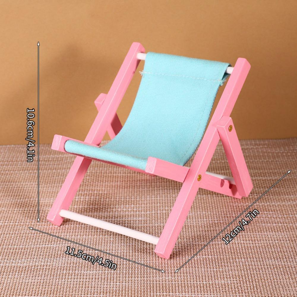 Multicolors Foldable Beach Chair Model Wooden Outdoor Casual Reclining Chair For 10cm Cotton Doll