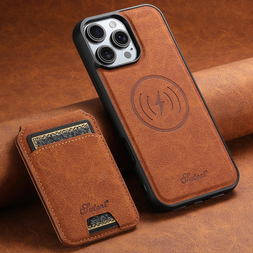 Husă din piele pentru Magsafe pentru iPhone 16 15 Pro Max 16e 14 Plus 13 12 Pro 16Plus, cu suport magnetic și suport pentru carduri, L443