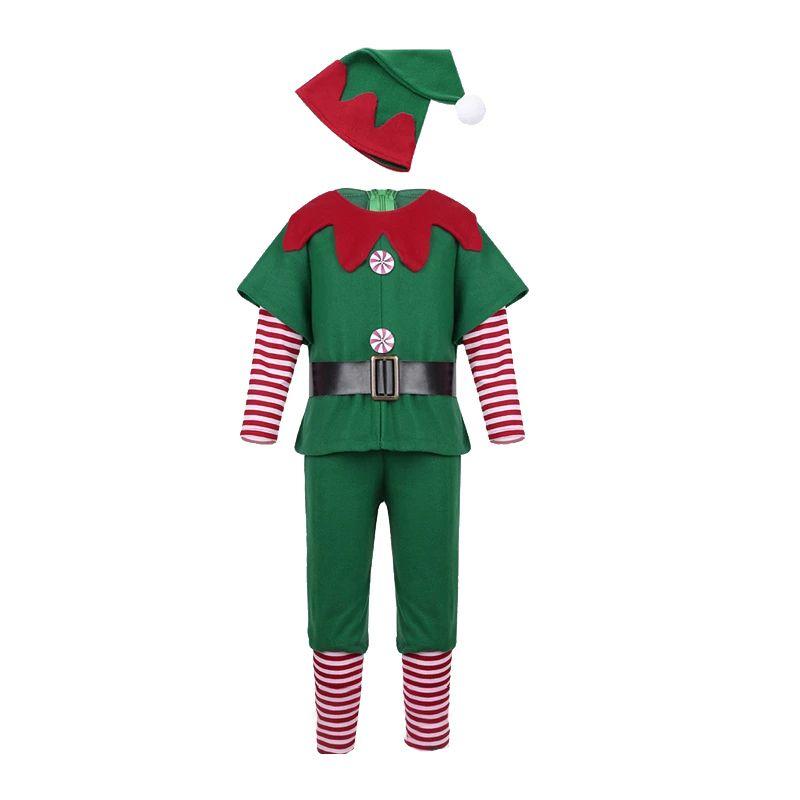 

Взрослые Детские Рождественский Косплей Зеленый Эльф Костюм Санта Клауса Рождество Семья Boy,130