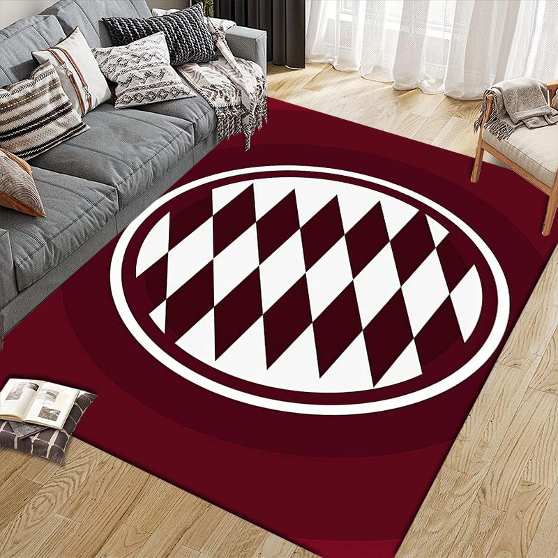 Bayern Munich Flannel Printed Carpet, Home Sofa Decoration for Living Room & Bedroom, Non‑Slip Play Flannel Floor Mat for Game Room
