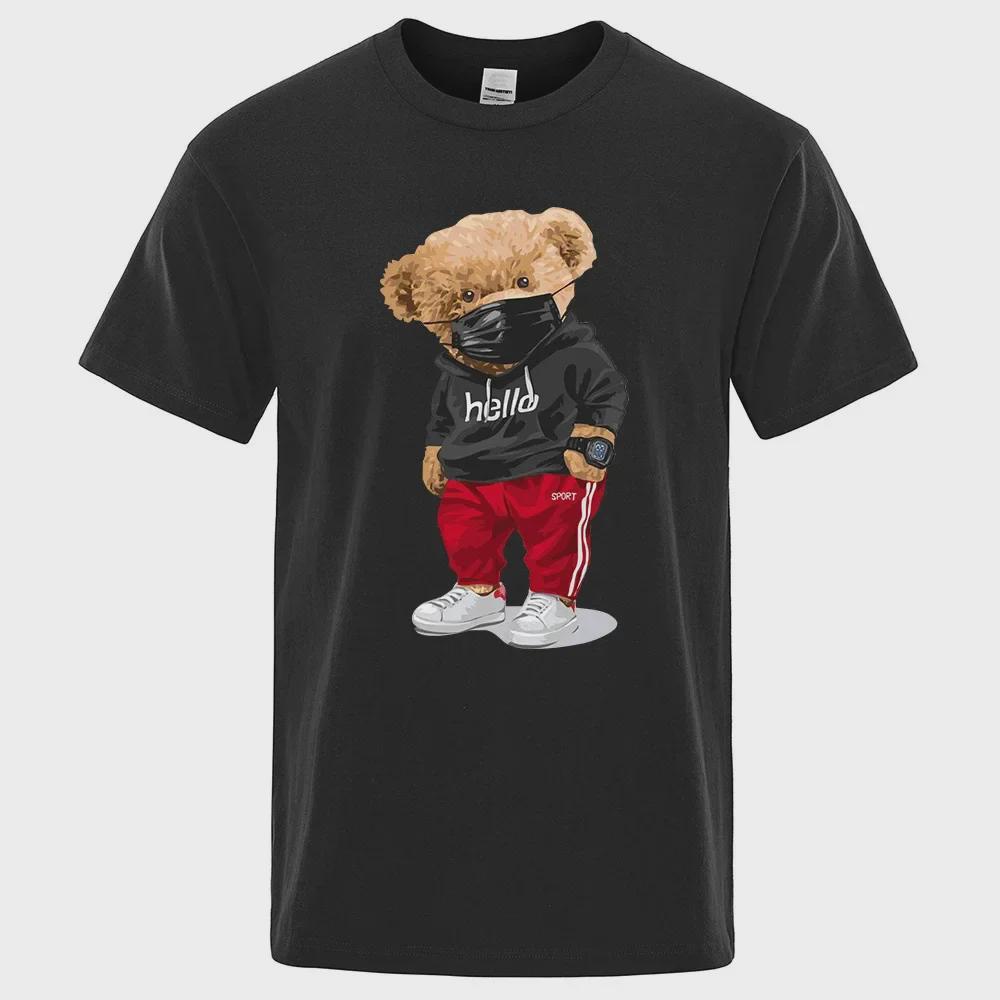 Men's Fashion 3D Bear Print Short-Sleeve T-Shirt for Couples