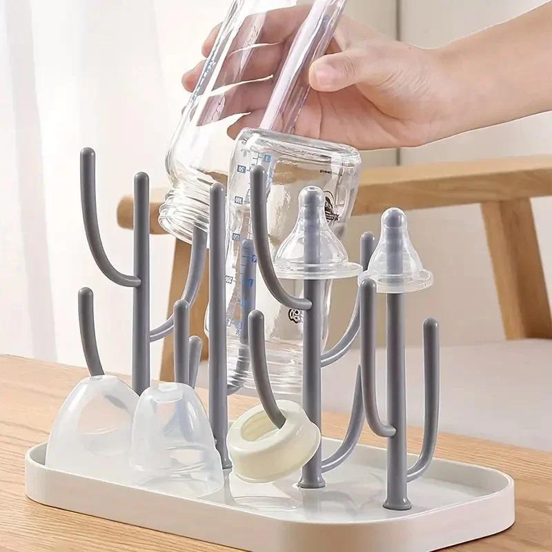 Tree Shaped Baby Milk Bottle Drain Rack Dust Proof Cup Holder Drying Stand Kitchen Organizer Accessory