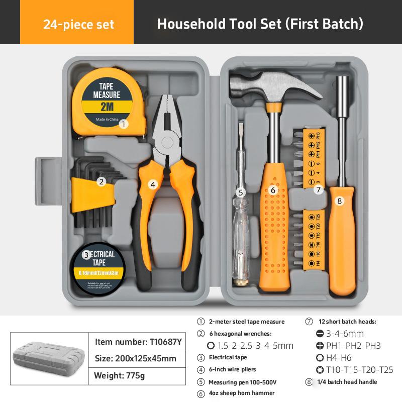 13/24 Piece Pink Multifunctional Hardware Tool Set Pliers Screwdriver Home Repair Toolbox Combination Set Repair Kit Hand Tool