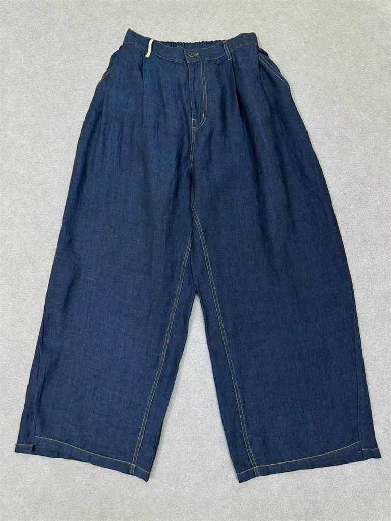 Johnature Summer Solid Color Slacks Elastic Waist Straight Pants Elastic Waist Versatile Women Pants