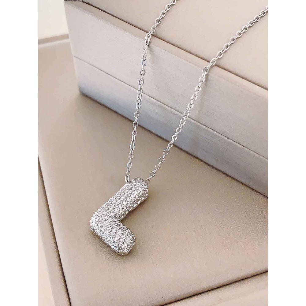 Necklace Female English Alphabet Necklace Female Hip Hop Full Zircon Delicate Clavicle Chain Personality Necklace