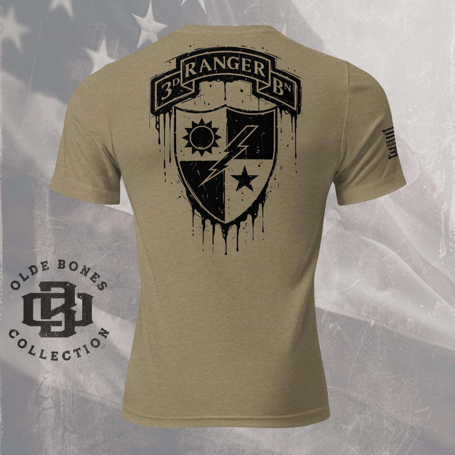 3rd Battalion 75th Ranger Regiment, US Army Shirt, Tri-Blend Olive Military T-Shirt M